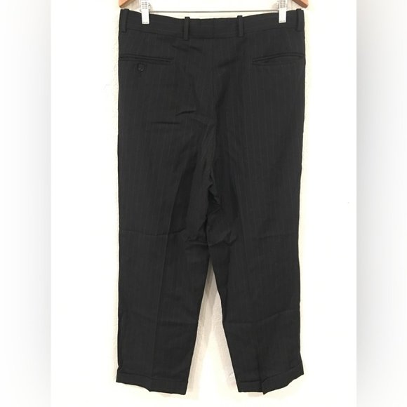 Pierre Cardin Men's 100% Wool Pin Striped Black Suit 42R 2 Piece - Picture 6 of 16